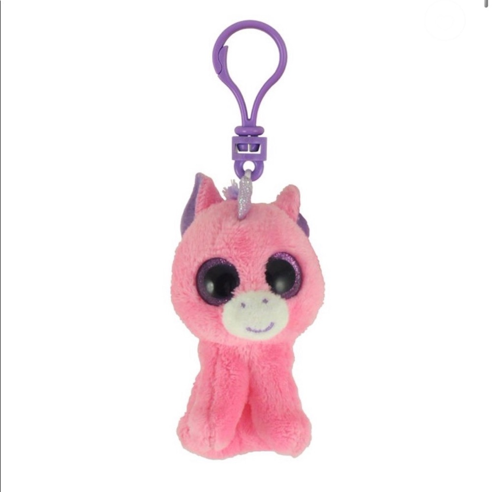 New TY Beanie Boos - MAGIC the Pink Unicorn (Glitter Eyes) (Plastic Key Clip 3”)